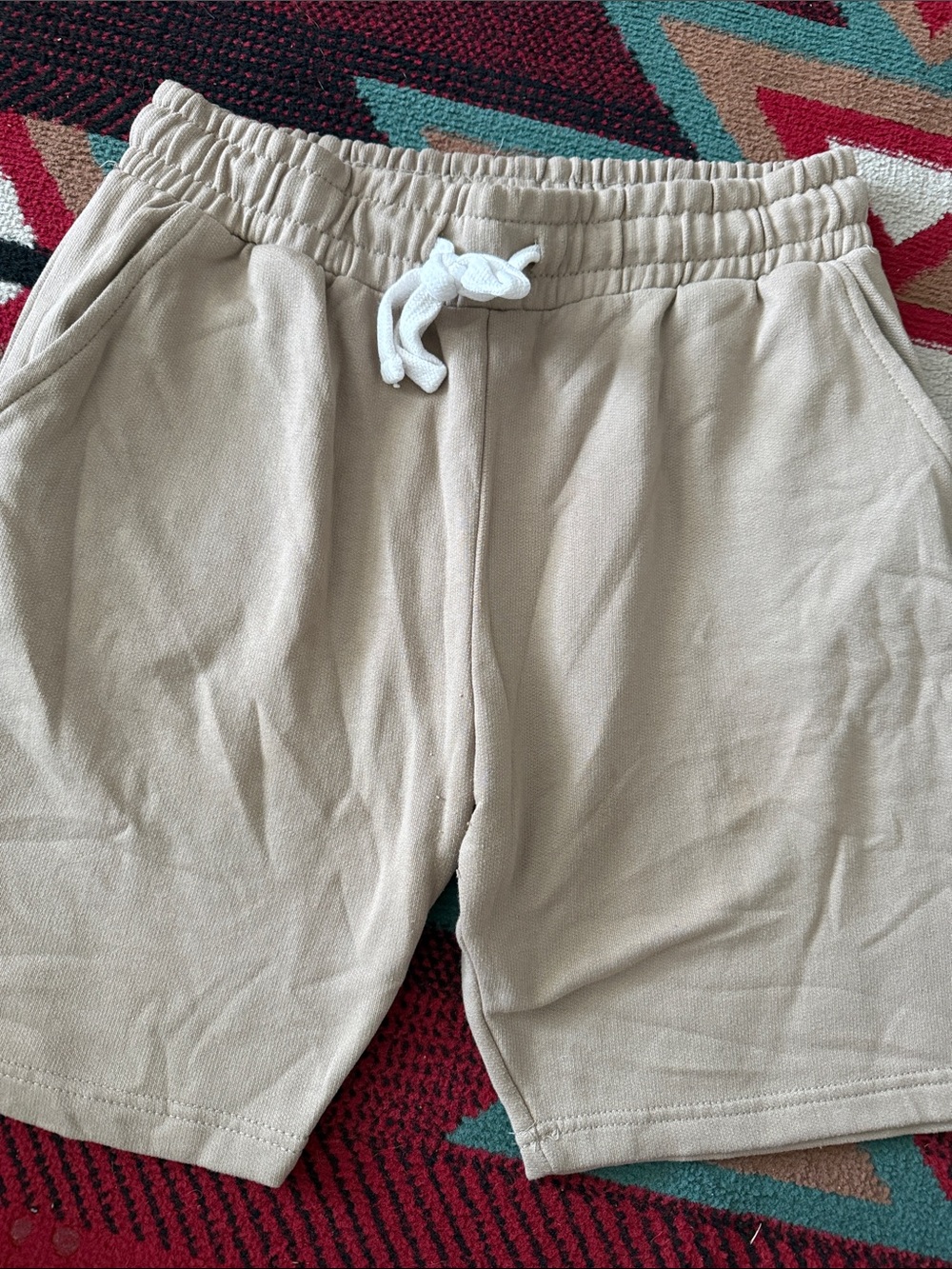 Men's Athletic Drawstring Shorts in Beige